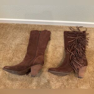 Reba Brown Frill Boots